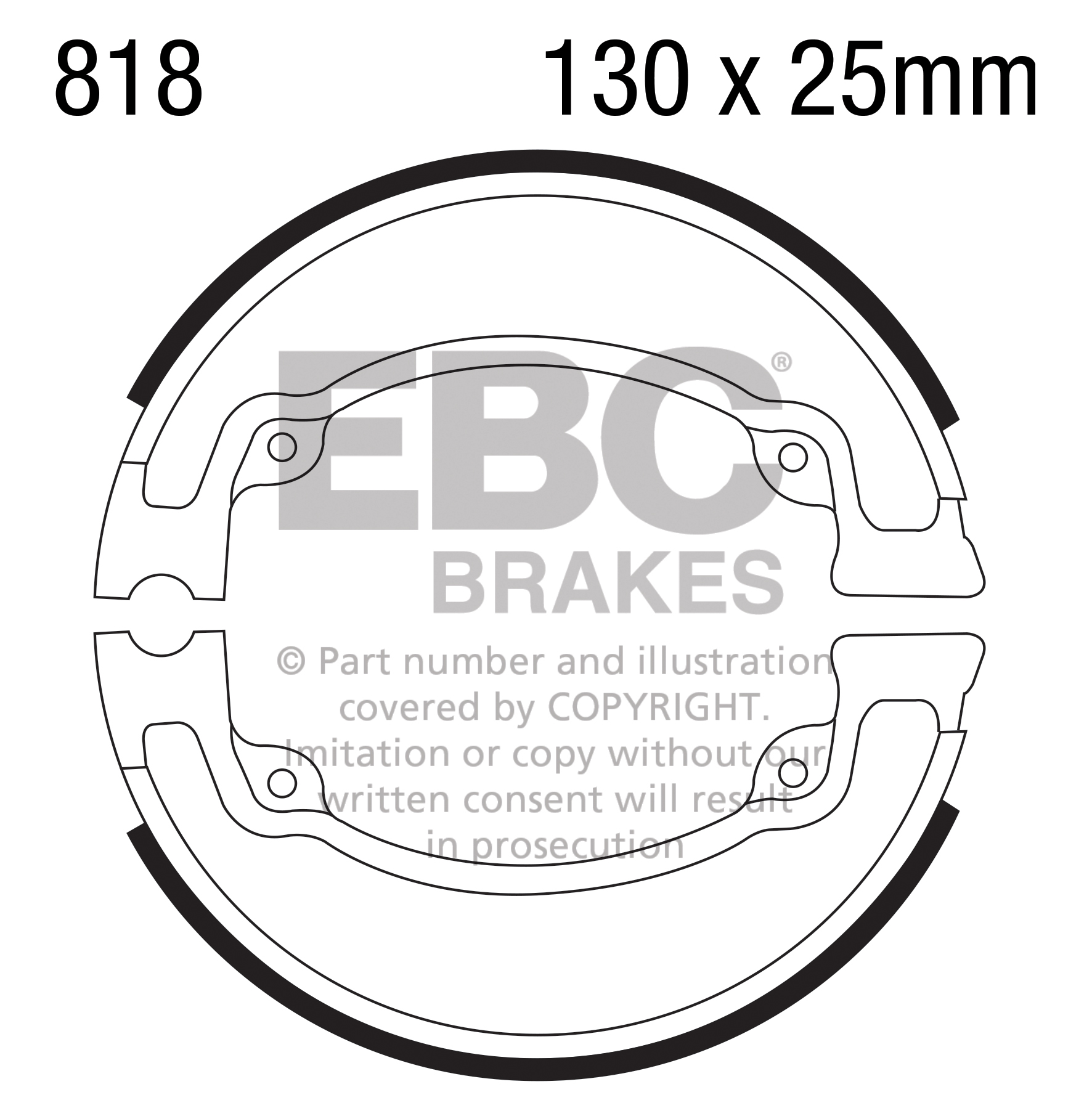 EBC Plain Motorcycle Replacement Brake Shoes